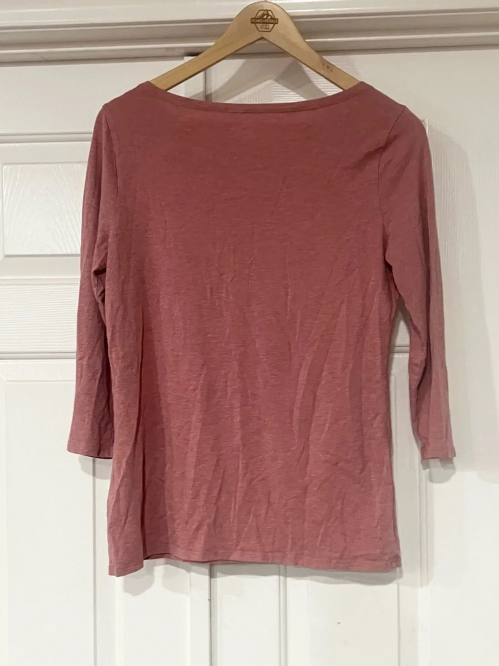 Garnet Hill | Dusty Rose Scoop Neck Long-Sleeve Organic Pima Cotton Tee - Picture 2 of 4